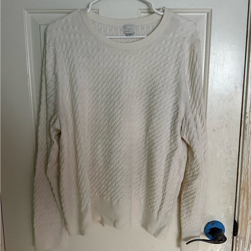 a new day Cream Textured Crew Neck Sweater